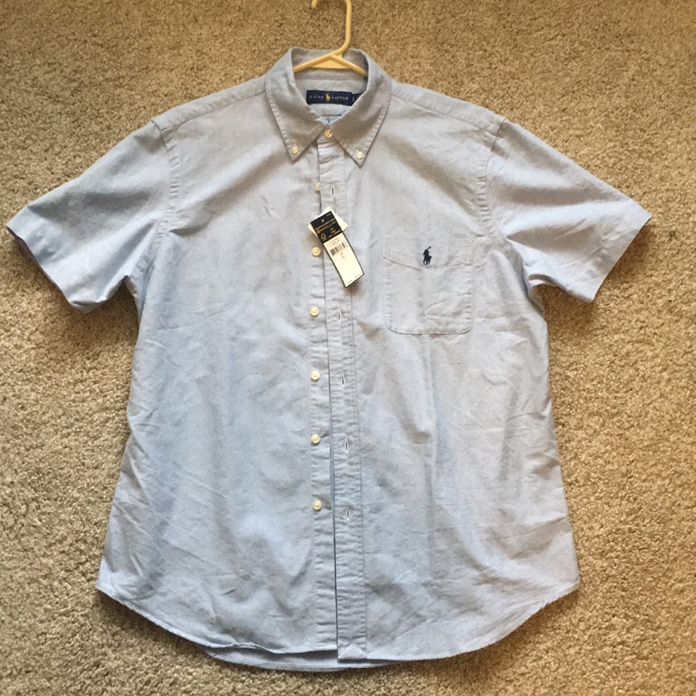 Polo short sleeve button-down with pocket